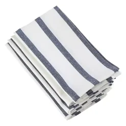 Clearance Kirklands Home Blue and White Striped Cotton Napkins, Set of 4