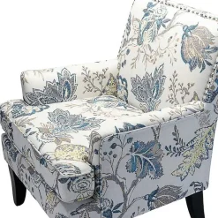 Hot Kirklands Home Blue and Yellow Floral Upholstered Accent Chair