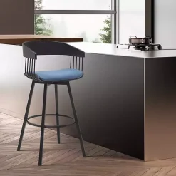 New Kirklands Home Athena Swivel Counter Stool Blue