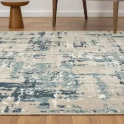 New Kirklands Home Blue Avalon Abstract Pattern Area Rug, 3x8