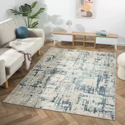 Kirklands Home Blue Avalon Abstract Pattern Area Rug, 4x6