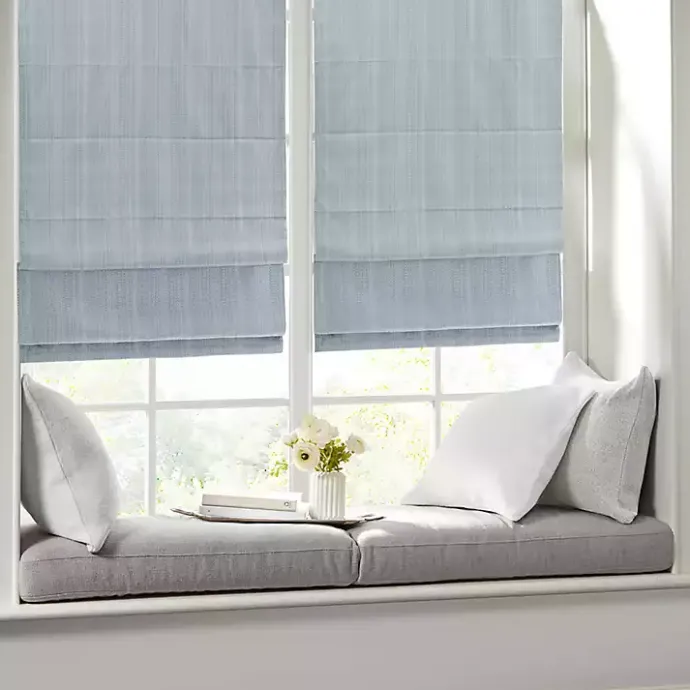 Discount Kirklands Home Basketweave Cordless Roman Shade, 31 in. Blue