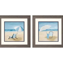 Sale Kirklands Home Blue Beach Framed Art Prints, Set of 2