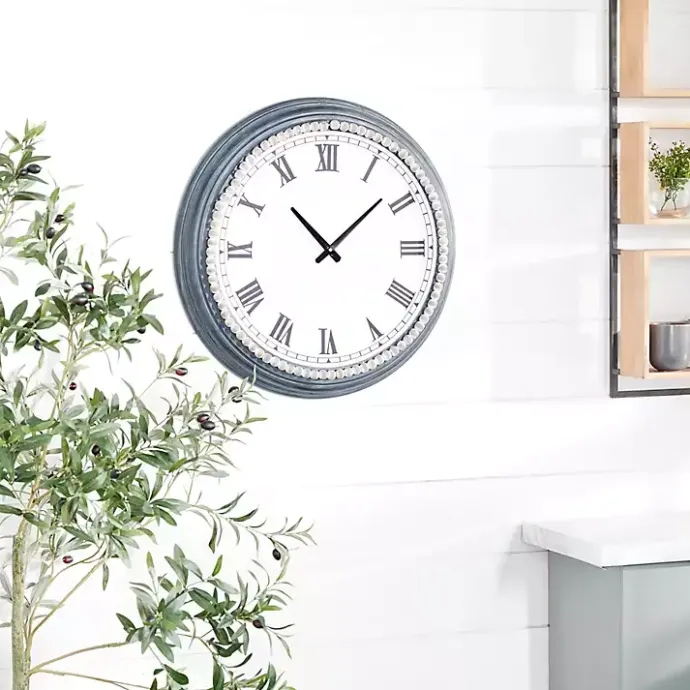 Sale Kirklands Home Blue Beaded Roman Numeral Clock