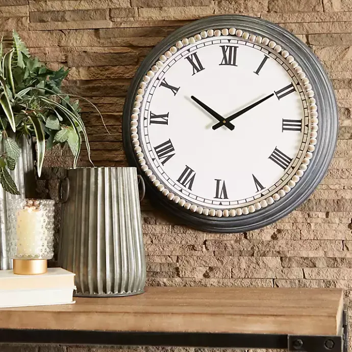 Sale Kirklands Home Blue Beaded Roman Numeral Clock