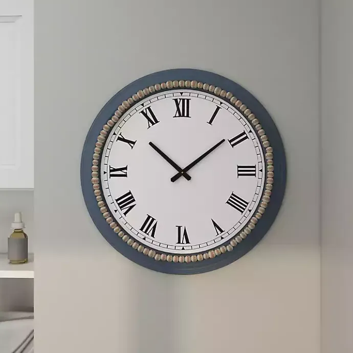Sale Kirklands Home Blue Beaded Roman Numeral Clock
