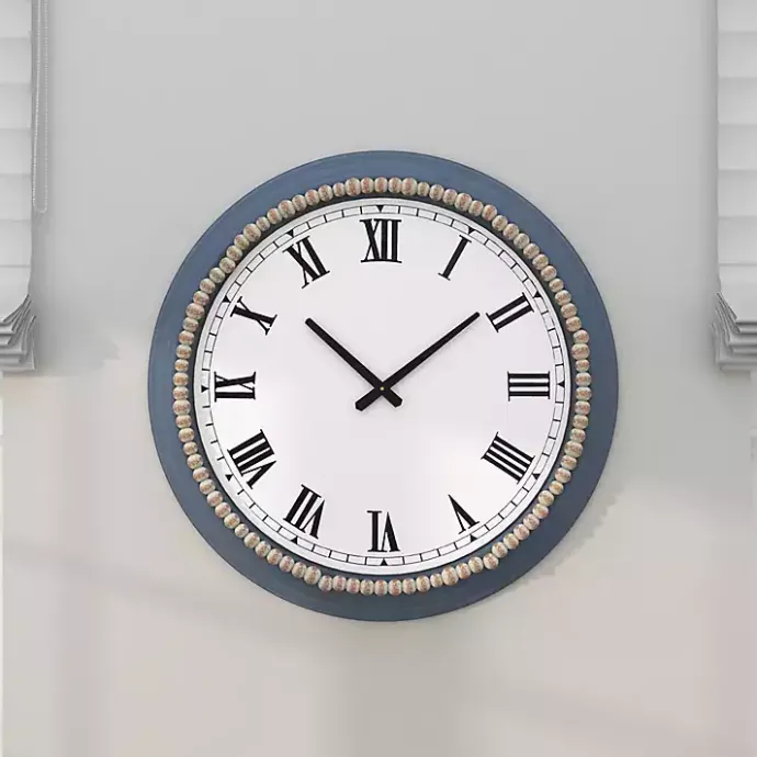 Sale Kirklands Home Blue Beaded Roman Numeral Clock