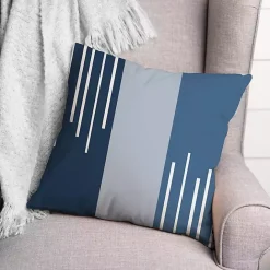 Hot Kirklands Home Blue Blocks and Stripes Outdoor Throw Pillow