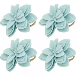 New Kirklands Home Blossom Napkin Rings, Set of 4 Blue
