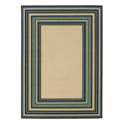 New Kirklands Home Blue Bordered Capetown Area Rug, 5x7