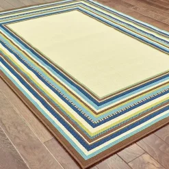 New Kirklands Home Blue Bordered Capetown Area Rug, 5x7