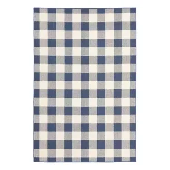 Discount Kirklands Home Buffalo Check Outdoor Area Rug, 6x9 Blue