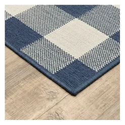 Discount Kirklands Home Buffalo Check Outdoor Area Rug, 6x9 Blue