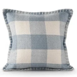Online Kirklands Home Blue Buffalo Check Stitched Outdoor Throw Pillow