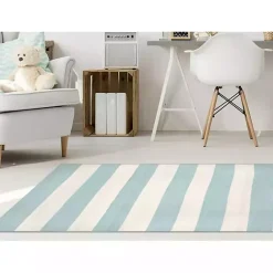 New Kirklands Home Blue Cabana Stripe Indoor/Outdoor Area Rug, 7x9
