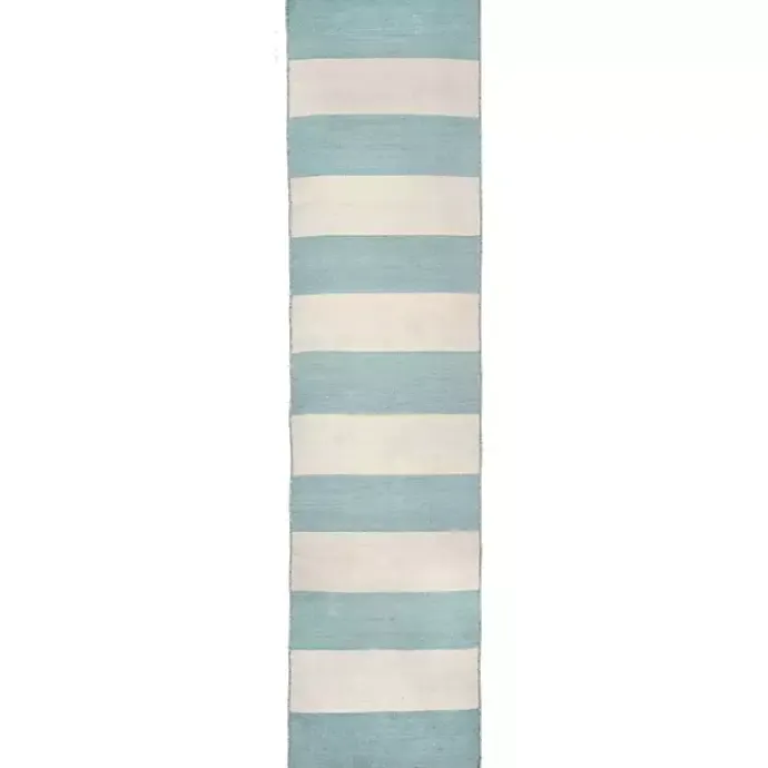 Kirklands Home Blue Cabana Stripe Indoor/Outdoor Runner, 2x8