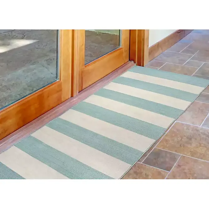 Kirklands Home Blue Cabana Stripe Indoor/Outdoor Runner, 2x8
