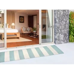 Kirklands Home Blue Cabana Stripe Indoor/Outdoor Runner, 2x8