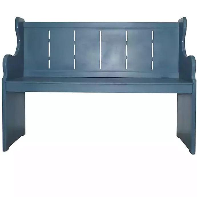 Discount Kirklands Home Carved Wood Pew Bench Blue