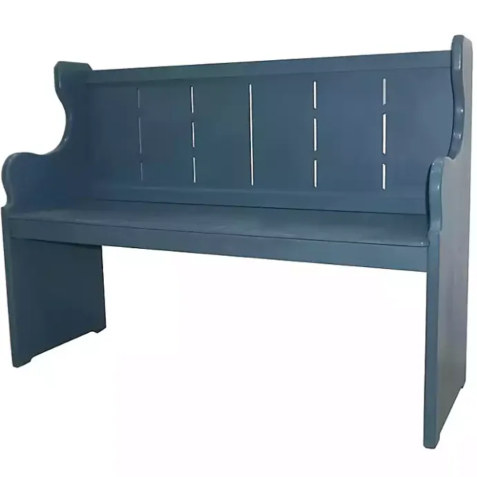 Discount Kirklands Home Carved Wood Pew Bench Blue