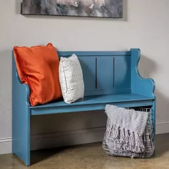 Discount Kirklands Home Carved Wood Pew Bench Blue