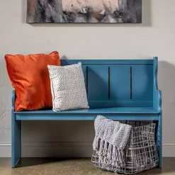 Discount Kirklands Home Carved Wood Pew Bench Blue