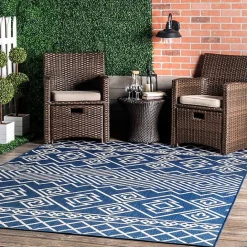Discount Kirklands Home Blue Cassie Global Outdoor Area Rug, 5x8