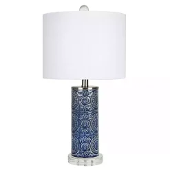 Best Kirklands Home Blue Ceramic Embossed Spiro Table Lamp White