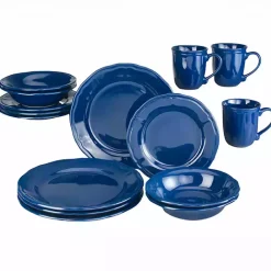 Outlet Kirklands Home Ceramic Soft Scallop 16-pc. Dinnerware Set Blue