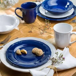 Outlet Kirklands Home Ceramic Soft Scallop 16-pc. Dinnerware Set Blue