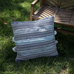 Hot Kirklands Home Chevron Woven Outdoor Pillow Blue