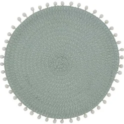 Kirklands Home Circular Pom Pom Placemats, Set of 4 Blue