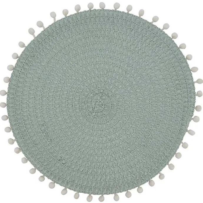 Kirklands Home Circular Pom Pom Placemats, Set of 4 Blue