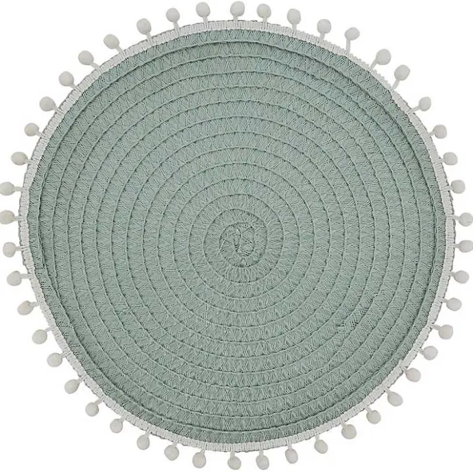 Kirklands Home Circular Pom Pom Placemats, Set of 4 Blue