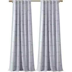 Discount Kirklands Home Clipped Stripe Curtain Panel Set, 84 in. Blue