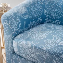 Kirklands Home Coastal Bonnie Swivel Accent Chair Blue