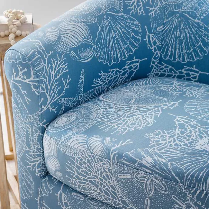 Kirklands Home Coastal Bonnie Swivel Accent Chair Blue
