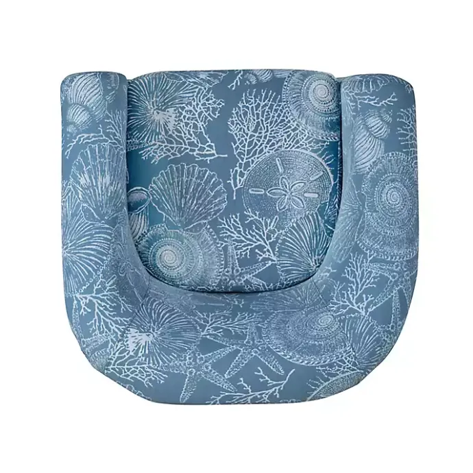 Kirklands Home Coastal Bonnie Swivel Accent Chair Blue