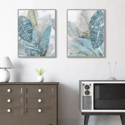 Best Kirklands Home Blue Coastal Leaves I & II Canvas Prints, Set of 2
