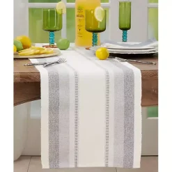 Outlet Kirklands Home Coastal Ribbed Striped Table Runner Blue