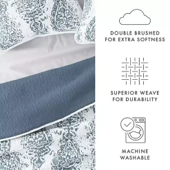Outlet Kirklands Home Blue Damask Reversible 3-pc. Queen Quilt Set