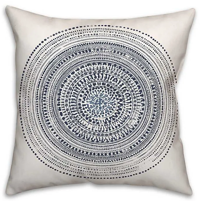 Discount Kirklands Home Blue Dash Circle Pattern Outdoor Pillow