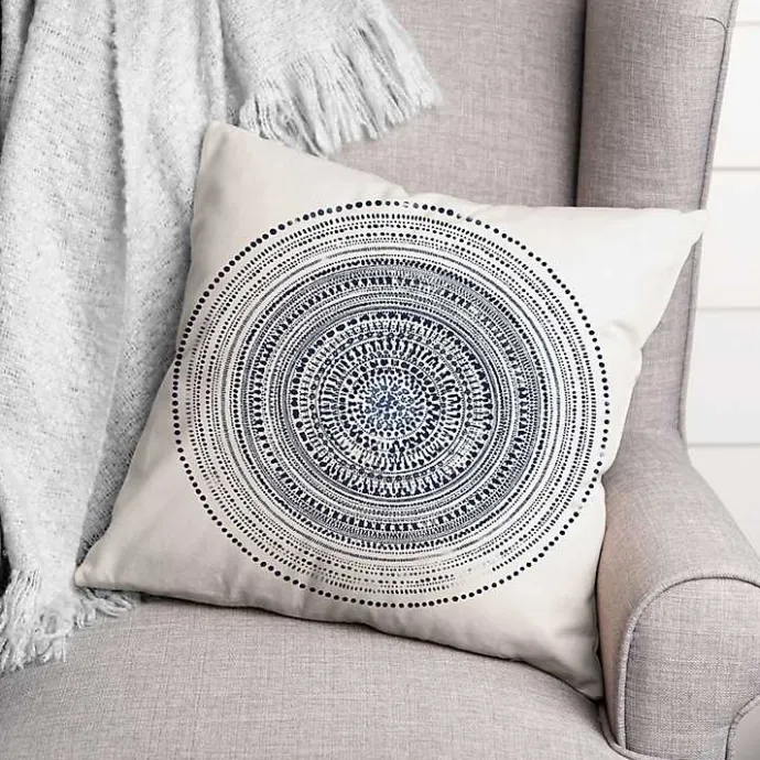 Discount Kirklands Home Blue Dash Circle Pattern Outdoor Pillow