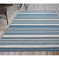 Hot Kirklands Home Dhurri Stripe Indoor/Outdoor Area Rug, 7x9 Blue