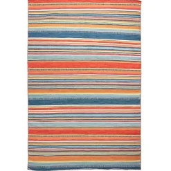 Sale Kirklands Home Blue Dhurri Stripe Indoor/Outdoor Area Rug, 7x9