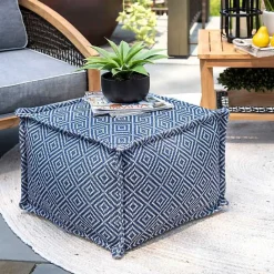 New Kirklands Home Blue Diamond Outdoor Pouf