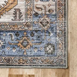 Discount Kirklands Home Blue Distressed Medallion Washable Area Rug, 5x8