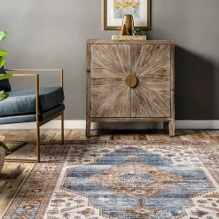 Sale Kirklands Home Blue Distressed Medallion Washable Area Rug, 8x10