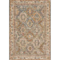 New Kirklands Home Blue Distressed Multi Medallion Area Rug, 5x7