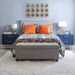 Outlet Kirklands Home 2-Drawer Nightstand with Gold Hardware Blue